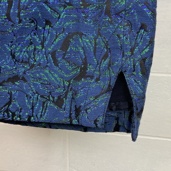 NWT J. Crew Women's‎ # 2 Pencil Skirt Jaquard Floral Size 2 Blue Sparkle C9156 - Picture 2 of 9